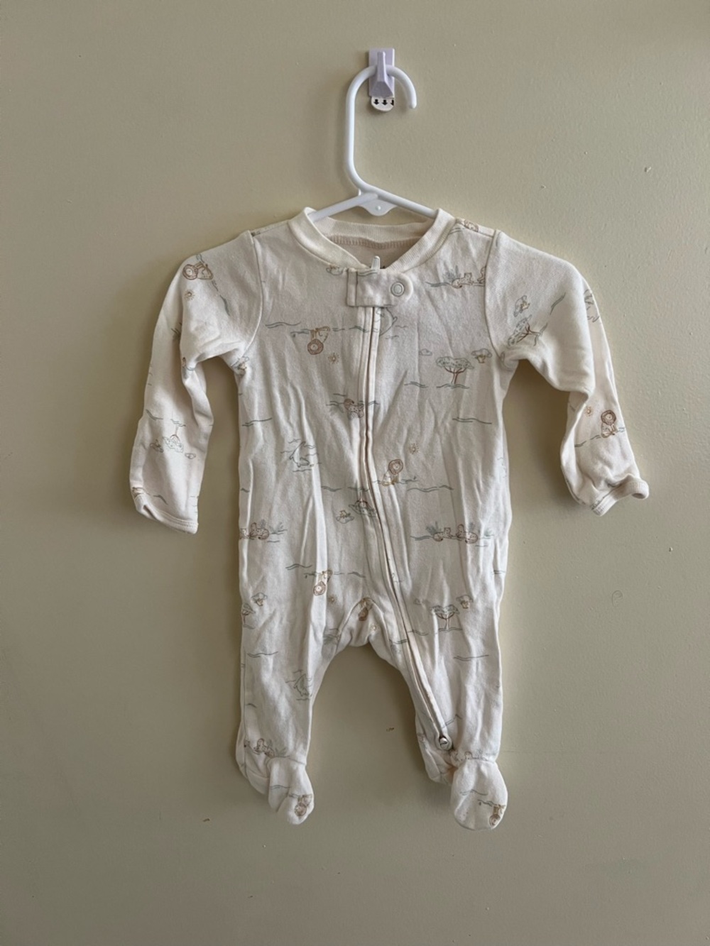 Carter's Cream Footed One-Piece with Subtle Animal Print